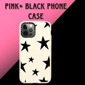 Pink phone case with black starts (phone case)